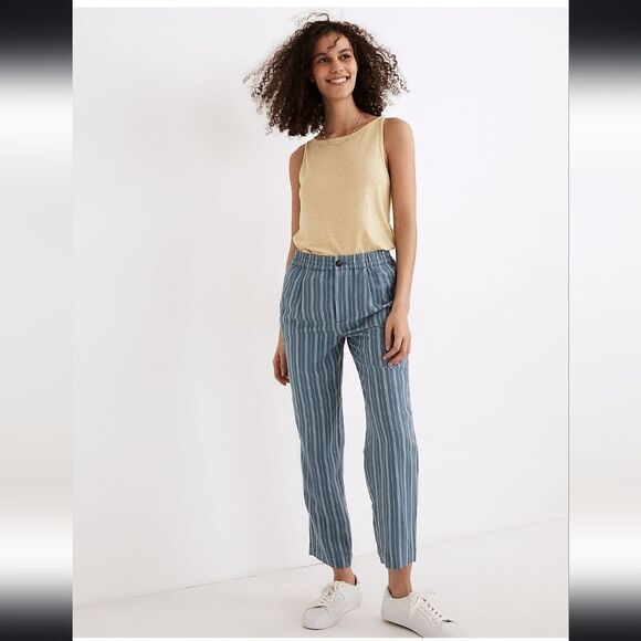 Madewell Linen-Blend  Trousers in Stripe XS NEW! - Picture 3 of 5